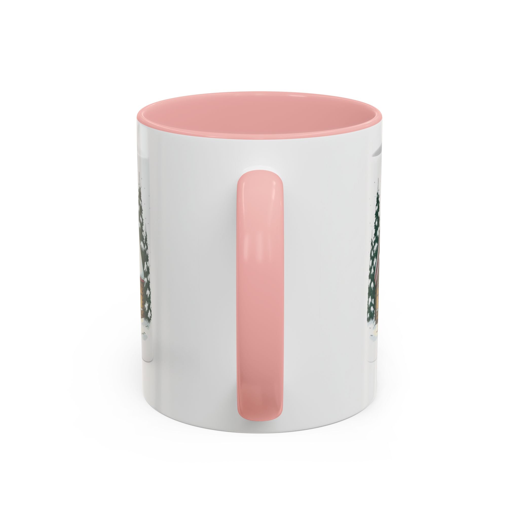 Winter Cabin Coffee Mug — Snowy Log Cottage with Cardinal Accent (11/15oz)