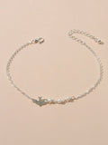 Silver Colour Chain Pearl Decor Bird Bracelet Girls Teens Minimalist Jewellery