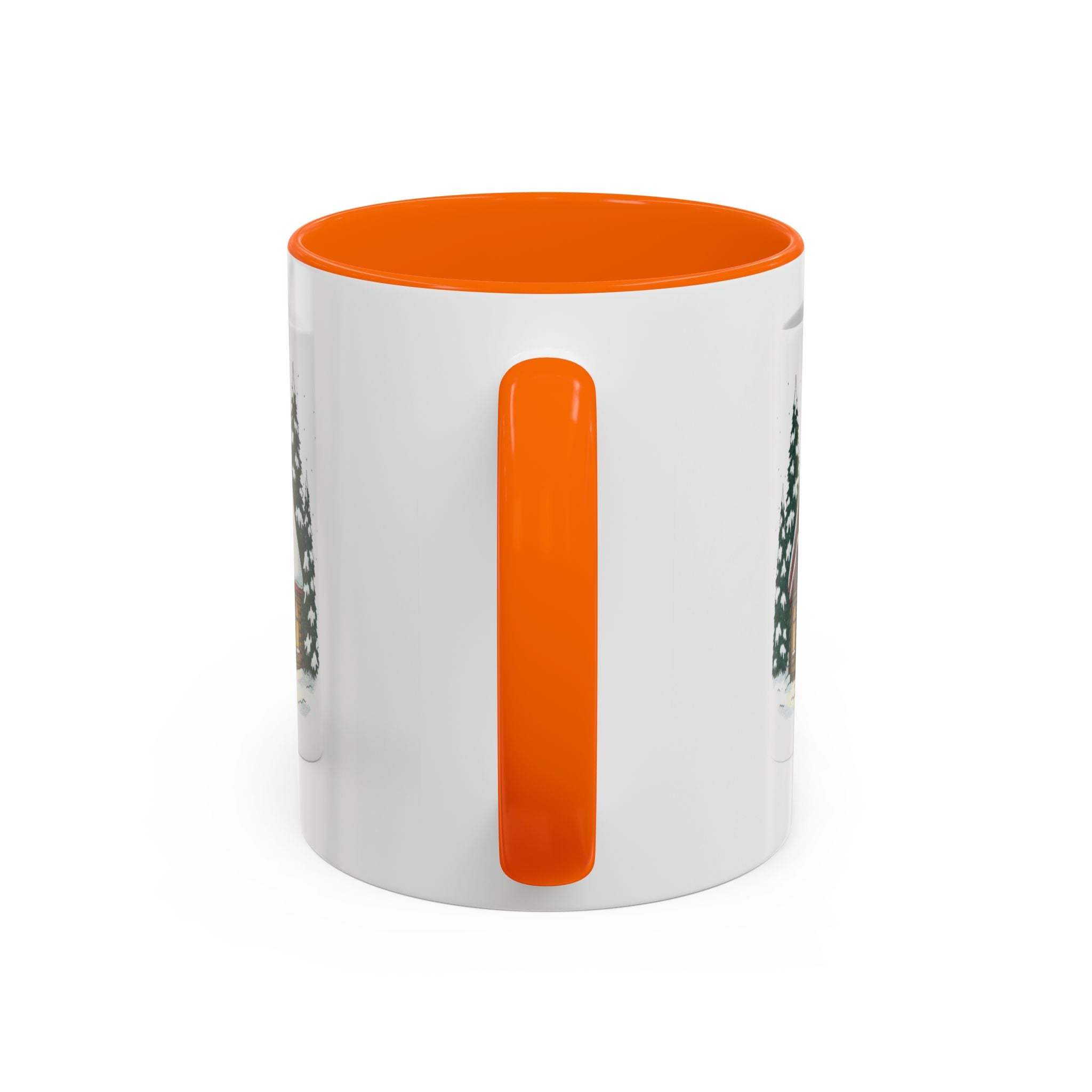 Winter Cabin Coffee Mug — Snowy Log Cottage with Cardinal Accent (11/15oz)