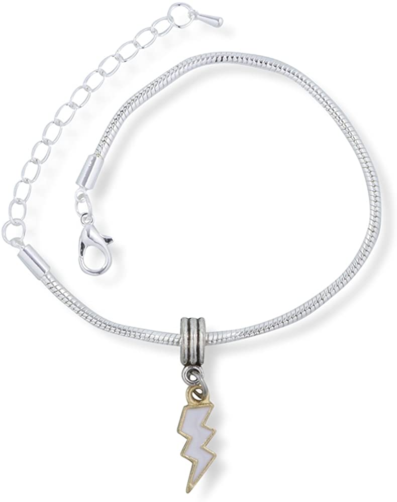Emerald Park Jewelry Lightning Bolt Bracelet | Stainless Steel Snake Chain Charm Bracelet