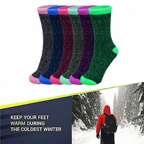 Heated Socks 6 Pairs Womens Winter Warm Work Thermal Heated Thick