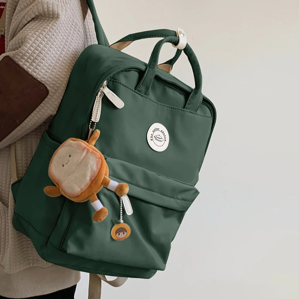 NNEOBA School Nylon Backpack for Teens and Women (Olive)