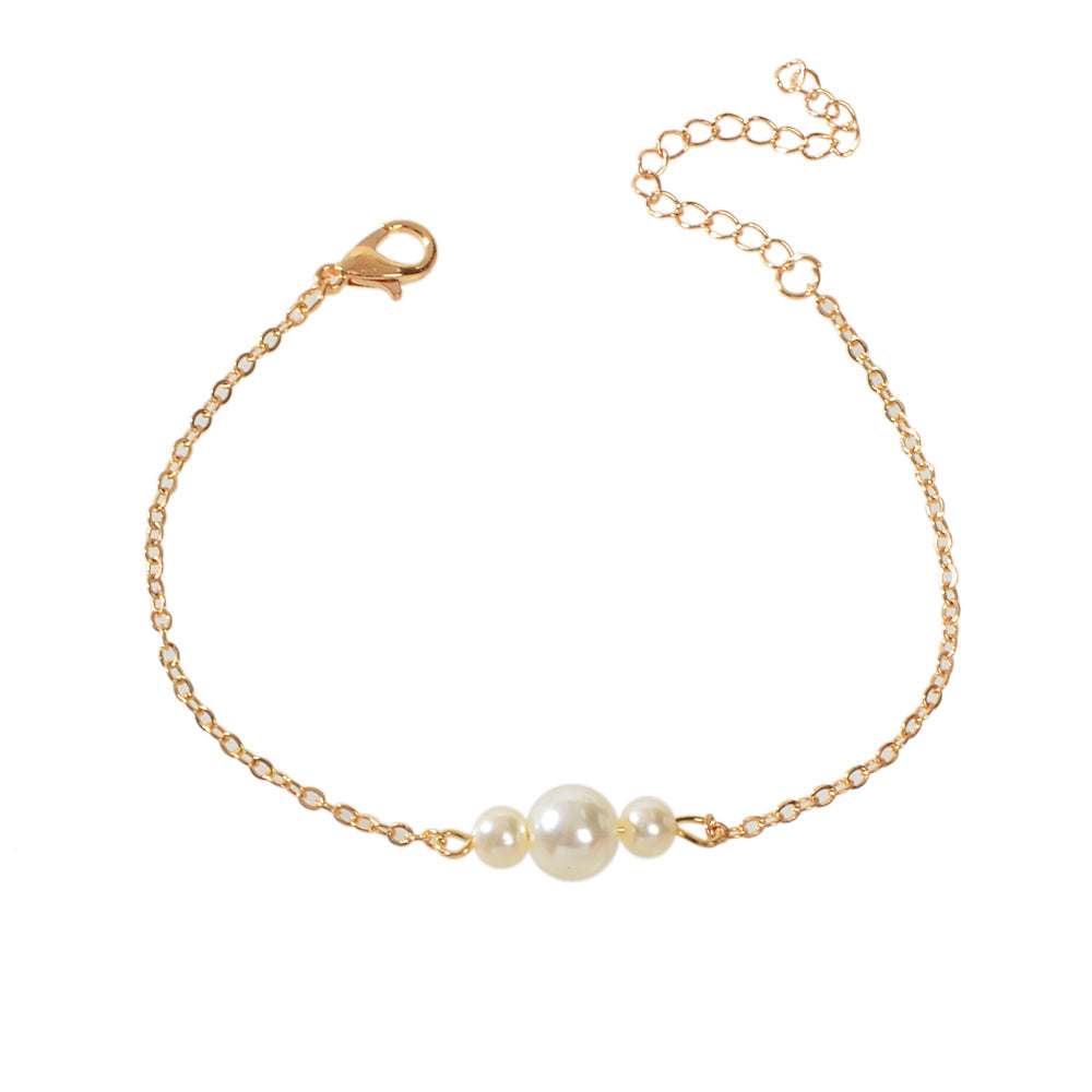 Retro Jewelry Pearl Charm Gold Silver Bracelet Teens Wholesale Price Accessories