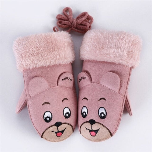 Faux Suede Bear Mittens