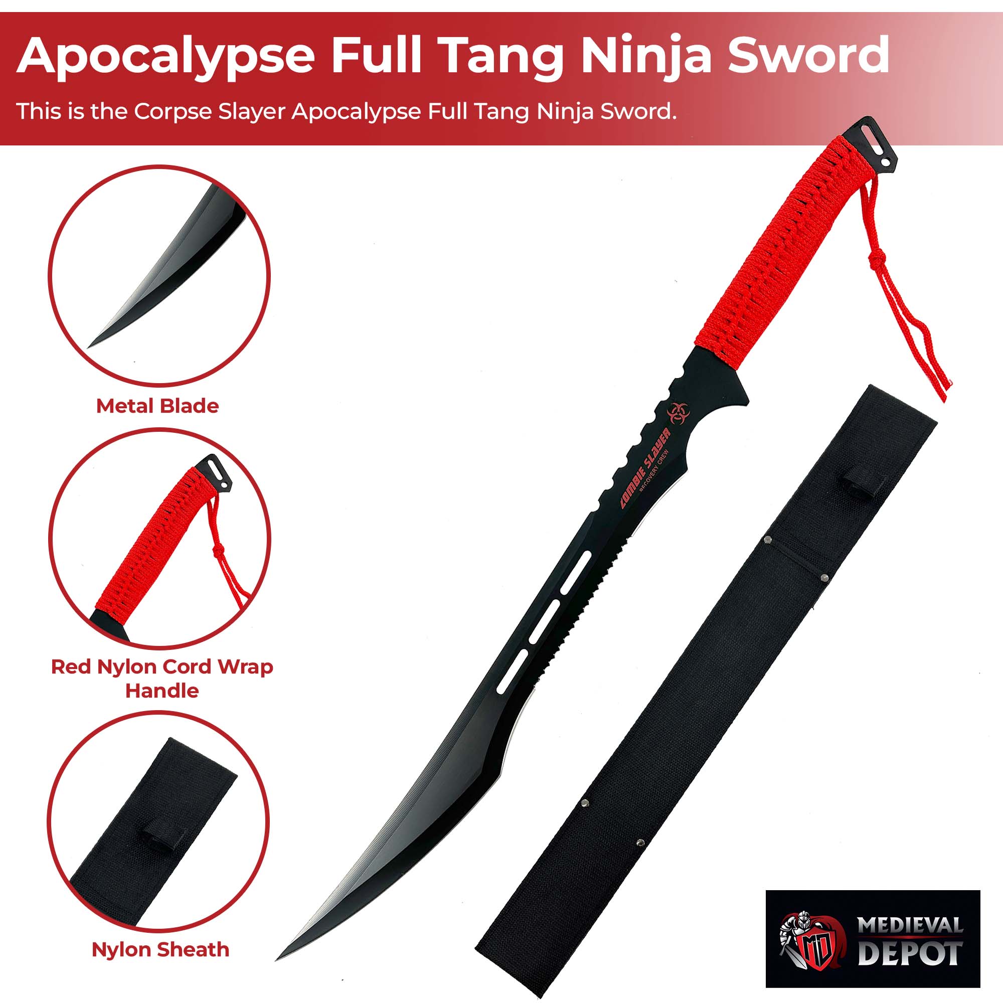 Corpse Slayer Apocalypse Full Tang Ninja Sword