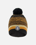 Lined Knit Pompom Hat Black And Brown