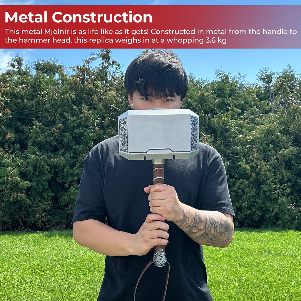 Thor’s Hammer from Norse Mythology, Cosplay Metal Version of Thor Mjölnir, 3.6 Kg, 1:1 Scale Movie Prop Replica of God of Thunder