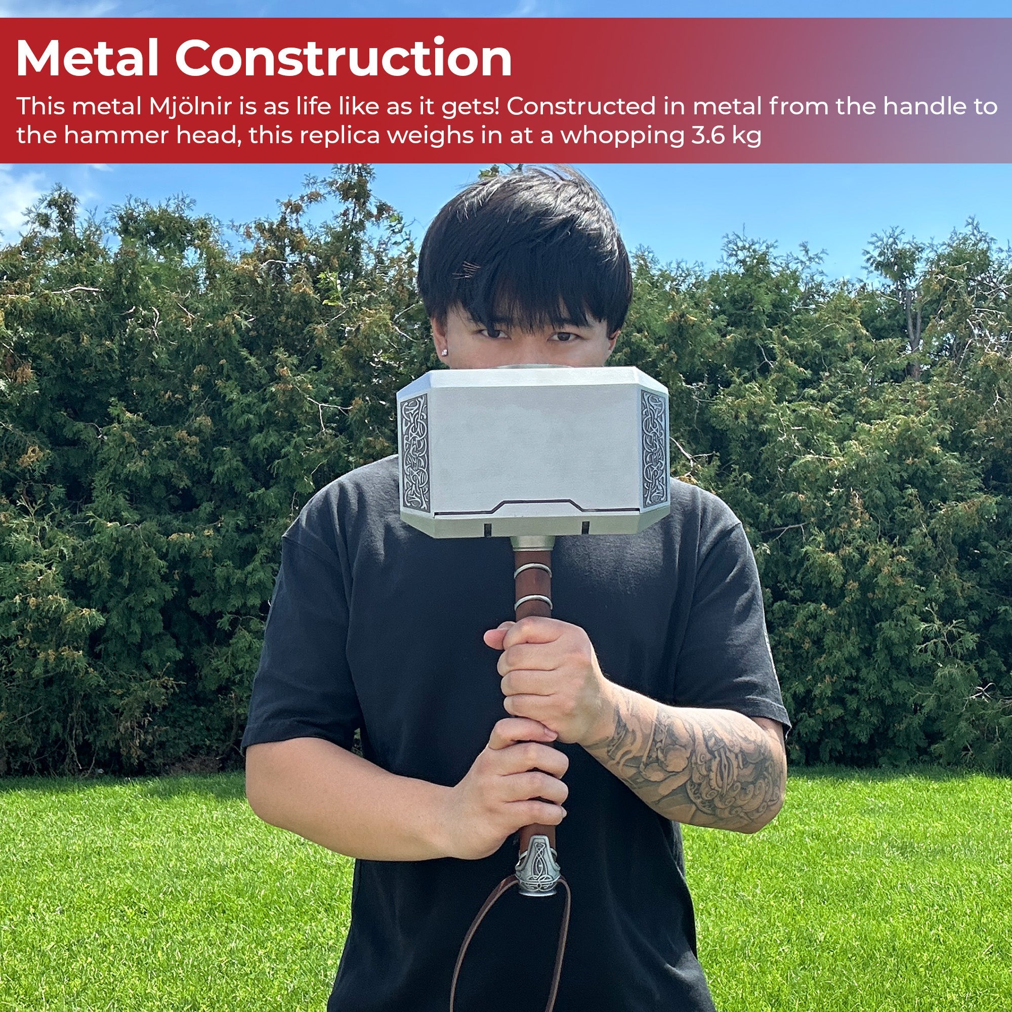 Thor’s Hammer from Norse Mythology, Cosplay Metal Version of Thor Mjölnir, 3.6 Kg, 1:1 Scale Movie Prop Replica of God of Thunder