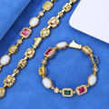 Gold-Plated Hip-Hop Gemstone Necklace