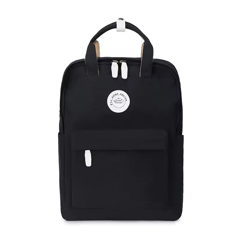 School Nylon Backpack for Teens and Women (Black)