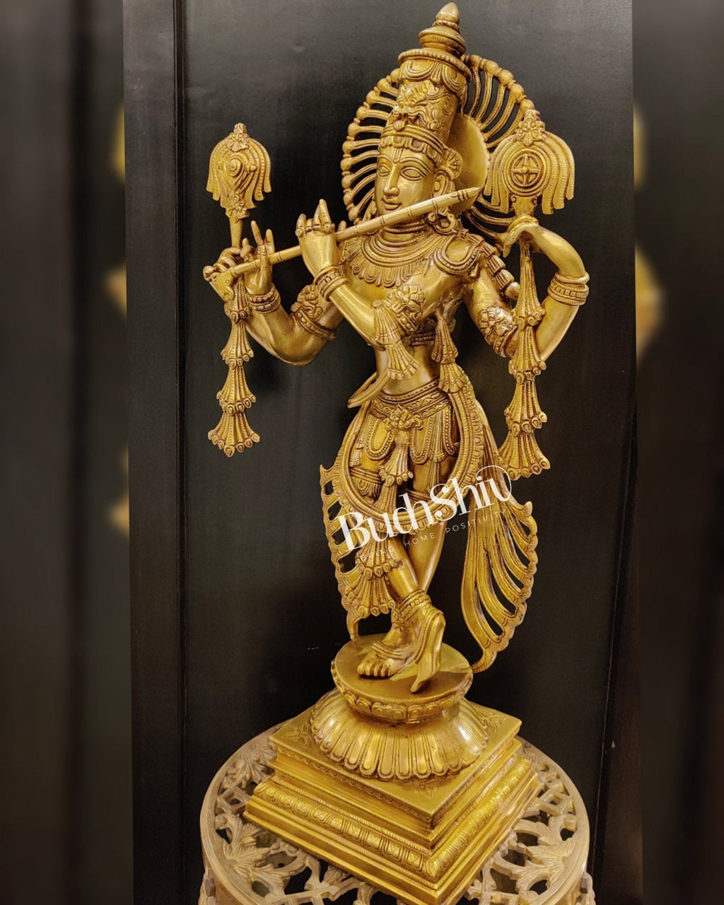 Krishna Charbhuja ( 4 arms ) Statue in Superfine Brass 31 inch | Magnificent Majestic Superfine