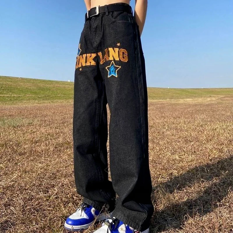 Retro American Hip-Hop Wide Leg Jeans for Men