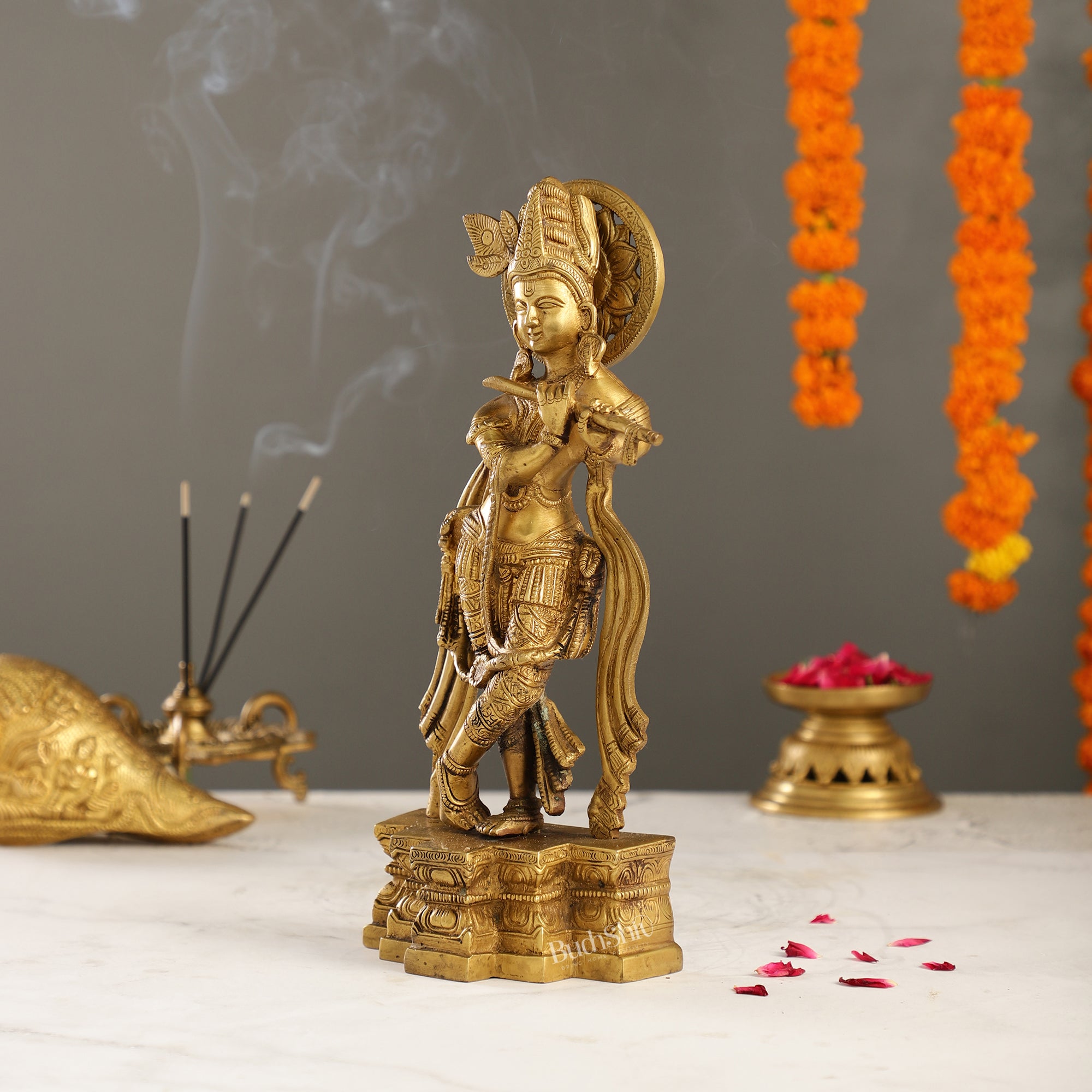 Supreme Krishna: Exquisite 12-Inch Brass Idol | span Discover allure